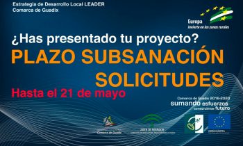 Subsanación de solicitudes de ayuda: HASTA EL 21 DE MAYO